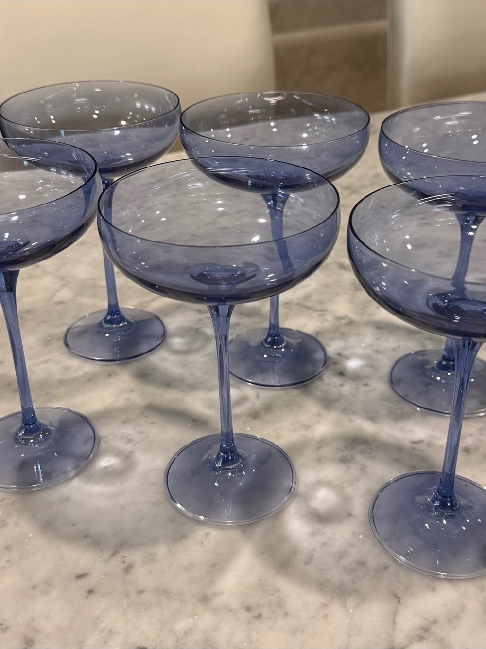 Estelle Blue Coupe glasses - set of 6
